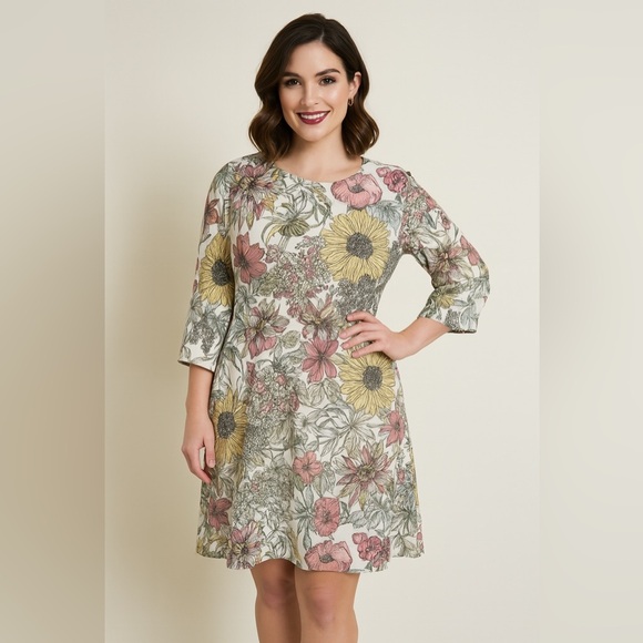 Opening Ceremony Dresses & Skirts - Opening Ceremony Multicolor Floral Print Dress Open Back Cape Overlay Size MEASU